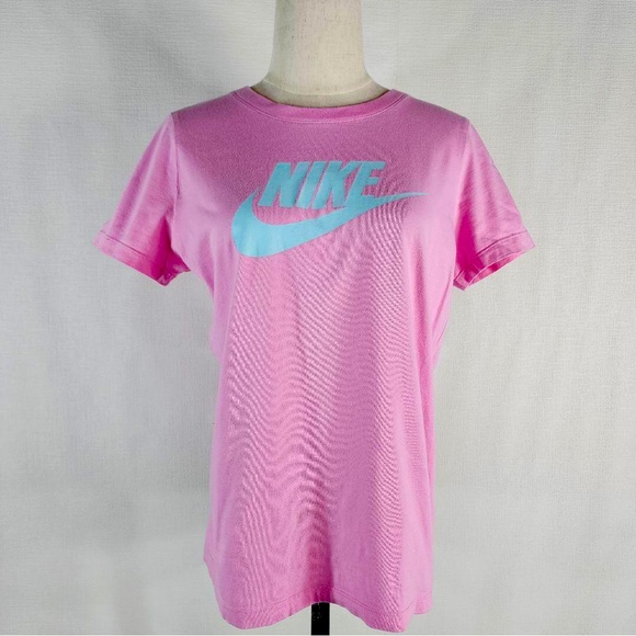 NIKE Women's Pastel T-Shirt, Pink Logo, Cotton, Size L - Picture 1 of 4